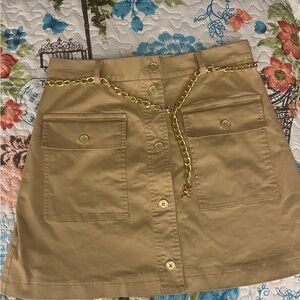 Michael Kors Tan Mini Skirt with Gold Chain
